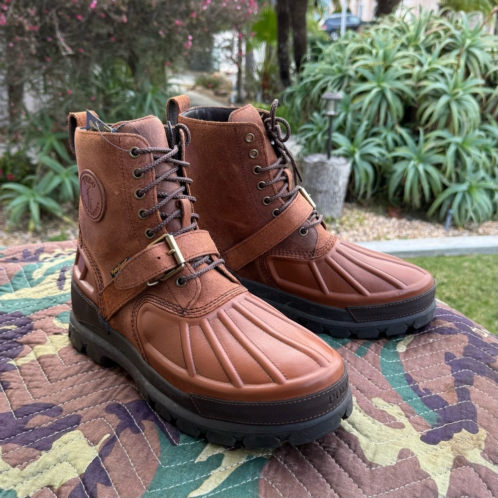 POLO RALPH LAUREN Oslo High Waterproof Leather Boots Mens Sz 11.5 D Brown